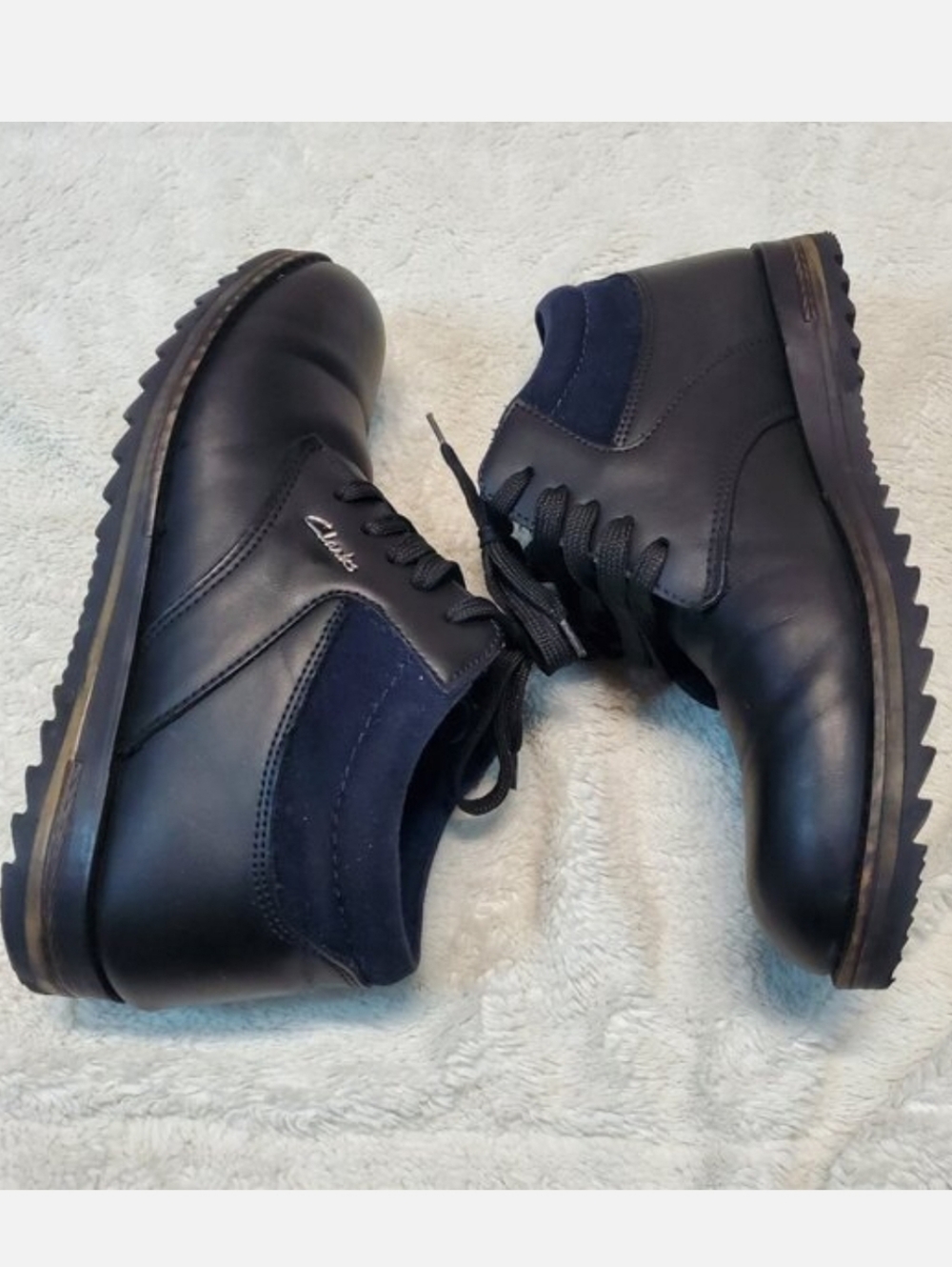 Clarks Black Leather Lace Up Chukka Classic Preppy Office Work Dress Boots Men 7